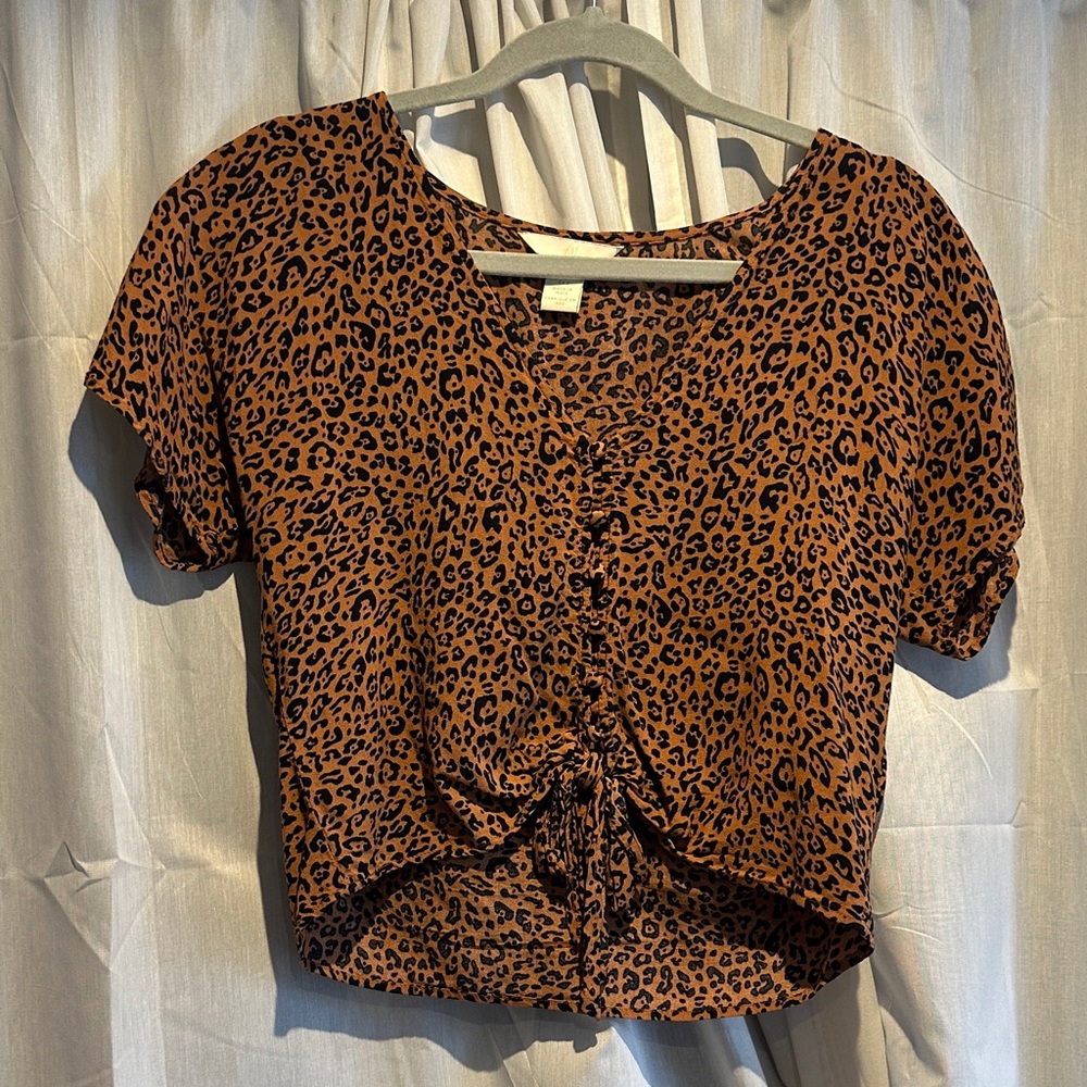 H&M Brown Leopard Print Blouse